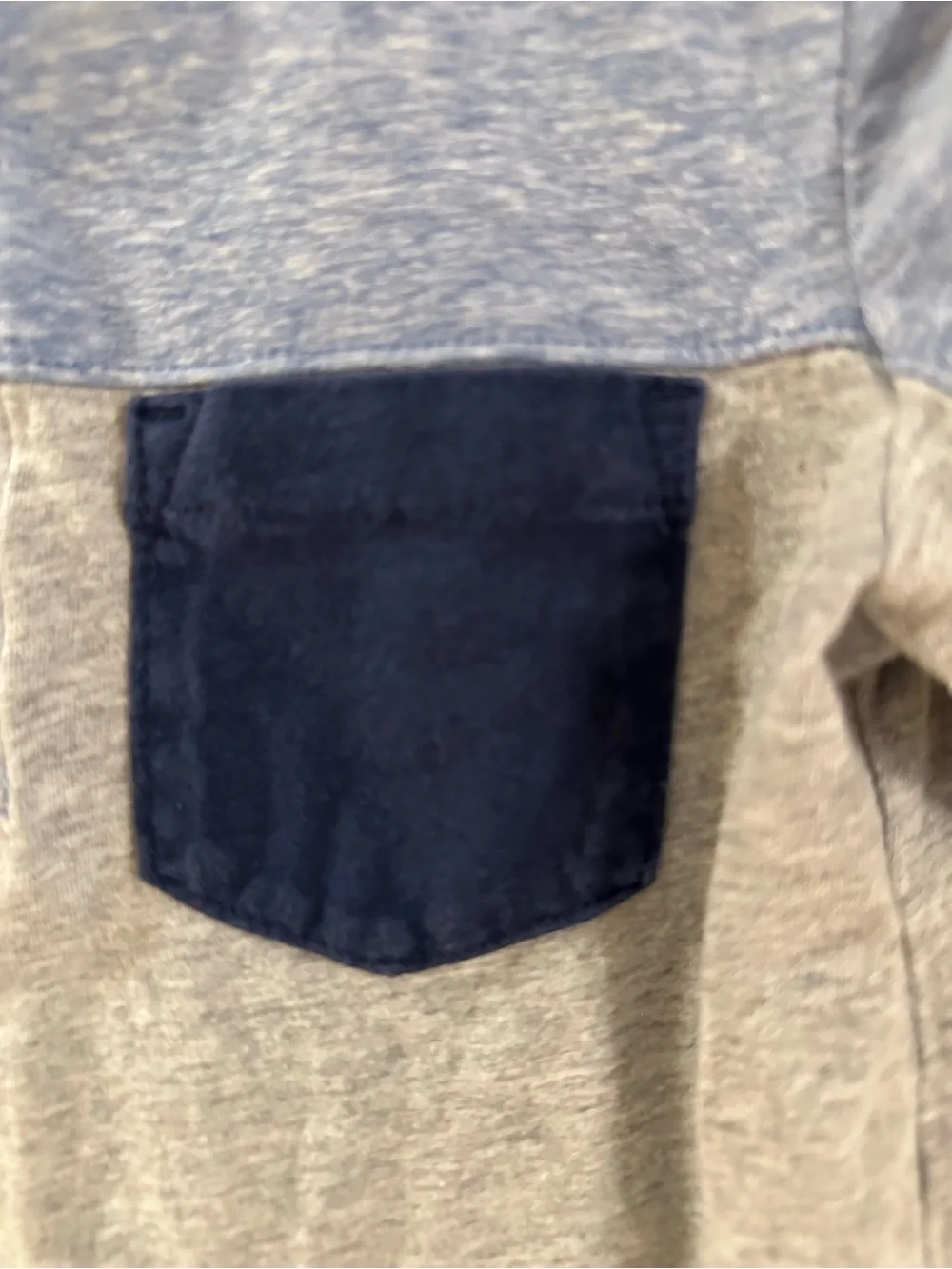 Carter's Short Sleeve Henley Tee in Light Blue & Gray with Navy Pocket